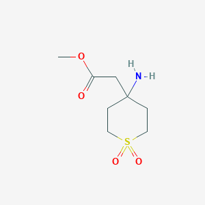 molecular formula C8H15NO4S B1471123 Methyl 2-(4-amino-1,1-dioxo-1lambda6-thian-4-yl)acetate CAS No. 1519658-09-3