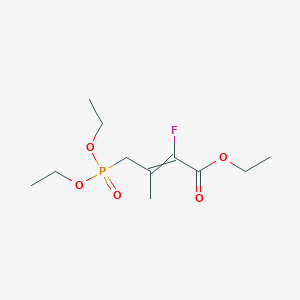 molecular formula C11H20FO5P B14711276 Ethyl 4-(diethoxyphosphoryl)-2-fluoro-3-methylbut-2-enoate CAS No. 13844-30-9