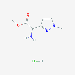 molecular formula C7H12ClN3O2 B1471137 methyl 2-amino-2-(1-methyl-1H-pyrazol-3-yl)acetate hydrochloride CAS No. 1796890-20-4