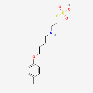 molecular formula C13H21NO4S2 B14711736 Ethanethiol, 2-(4-(p-tolyloxy)butyl)amino-, hydrogen sulfate (ester) CAS No. 21224-81-7