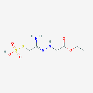 molecular formula C6H13N3O5S2 B14711738 S-[[N-[(Carbethoxymethyl)amino]amidino]methyl] thiosulfate CAS No. 23521-07-5