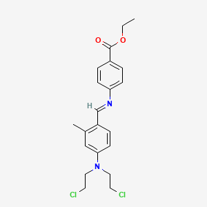molecular formula C21H24Cl2N2O2 B14712057 Ethyl 4-[(E)-({4-[bis(2-chloroethyl)amino]-2-methylphenyl}methylidene)amino]benzoate CAS No. 15332-51-1