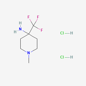 molecular formula C7H15Cl2F3N2 B1471211 1-Methyl-4-(trifluoromethyl)piperidin-4-amine dihydrochloride CAS No. 1803566-10-0