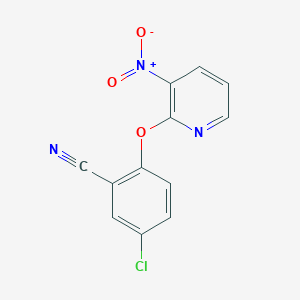 molecular formula C12H6ClN3O3 B1471222 5-Chloro-2-[(3-nitropyridin-2-yl)oxy]benzonitrile CAS No. 1417566-32-5