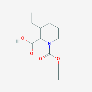 molecular formula C13H23NO4 B1471263 1-(tert-Butoxycarbonyl)-3-ethyl-2-piperidinecarboxylic acid CAS No. 1822537-79-0