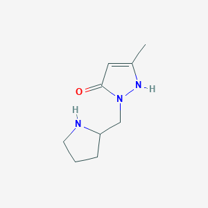 molecular formula C9H15N3O B1471272 3-methyl-1-(pyrrolidin-2-ylmethyl)-1H-pyrazol-5-ol CAS No. 2090853-92-0