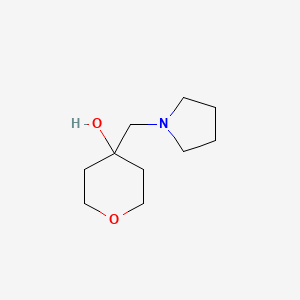 molecular formula C10H19NO2 B1471275 4-[(Pyrrolidin-1-yl)methyl]oxan-4-ol CAS No. 1565504-19-9
