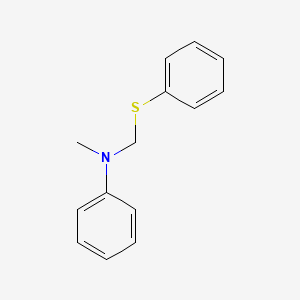 molecular formula C14H15NS B14712782 n-Methyl-n-[(phenylsulfanyl)methyl]aniline CAS No. 13641-16-2