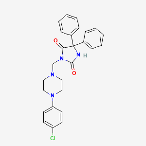 molecular formula C26H25ClN4O2 B14712838 Hydantoin, 3-((4-chlorophenylpiperazinyl)methyl)-5,5-diphenyl- CAS No. 21616-31-9