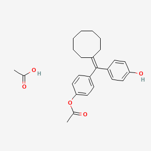 molecular formula C25H30O5 B14712873 Acetic acid;[4-[cyclooctylidene-(4-hydroxyphenyl)methyl]phenyl] acetate CAS No. 14151-80-5
