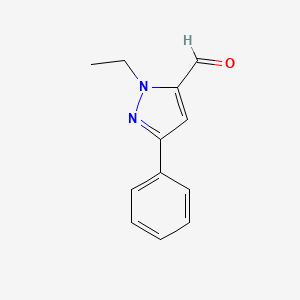 molecular formula C12H12N2O B1471307 1-ethyl-3-phenyl-1H-pyrazole-5-carbaldehyde CAS No. 1780979-67-0