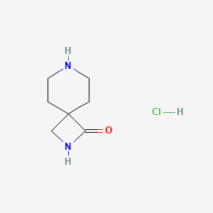 molecular formula C7H13ClN2O B1471310 2,7-二氮杂螺[3.5]壬-1-酮盐酸盐 CAS No. 1818847-63-0
