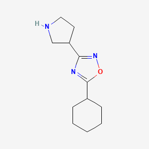 molecular formula C12H19N3O B1471311 5-Cyclohexyl-3-(pyrrolidin-3-yl)-1,2,4-oxadiazole CAS No. 1785066-19-4