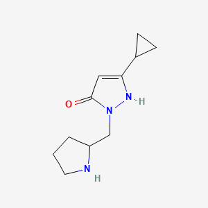 molecular formula C11H17N3O B1471317 3-cyclopropyl-1-(pyrrolidin-2-ylmethyl)-1H-pyrazol-5-ol CAS No. 2098048-35-0