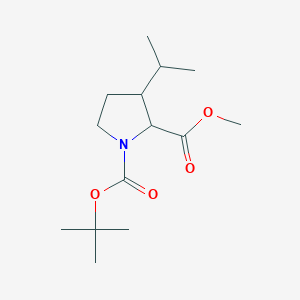 molecular formula C14H25NO4 B1471322 1-(tert-Butyl) 2-methyl 3-isopropyl-1,2-pyrrolidinedicarboxylate CAS No. 1822564-57-7