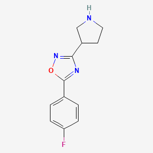 molecular formula C12H12FN3O B1471325 5-(4-Fluorophenyl)-3-(pyrrolidin-3-yl)-1,2,4-oxadiazole CAS No. 1402672-31-4