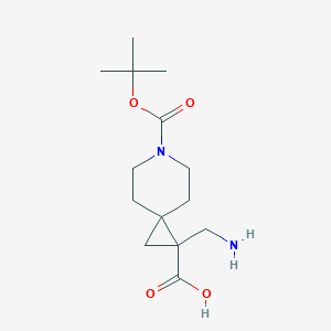 molecular formula C14H24N2O4 B1471336 1-(Aminomethyl)-6-(tert-butoxycarbonyl)-6-azaspiro[2.5]octane-1-carboxylic acid CAS No. 1780649-74-2