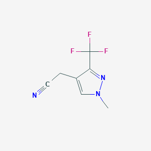 molecular formula C7H6F3N3 B1471352 2-(1-methyl-3-(trifluoromethyl)-1H-pyrazol-4-yl)acetonitrile CAS No. 1936125-19-7