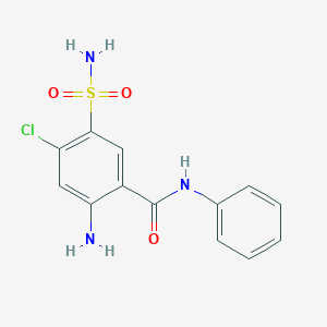 molecular formula C13H12ClN3O3S B1471353 2-amino-4-chloro-N-phenyl-5-sulfamoylbenzamide CAS No. 28524-73-4
