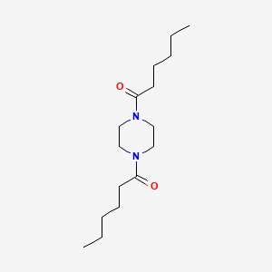 molecular formula C16H30N2O2 B14713534 Piperazine, 1,4-dihexanoyl- CAS No. 18903-09-8
