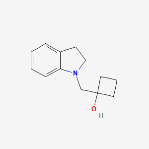 molecular formula C13H17NO B1471358 1-[(2,3-dihydro-1H-indol-1-yl)methyl]cyclobutan-1-ol CAS No. 1785224-21-6