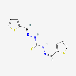 molecular formula C11H10N4S3 B14713619 1-[(Z)-thiophen-2-ylmethylideneamino]-3-[(E)-thiophen-2-ylmethylideneamino]thiourea CAS No. 6956-32-7