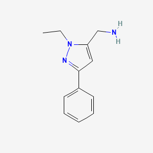 molecular formula C12H15N3 B1471362 (1-ethyl-3-phenyl-1H-pyrazol-5-yl)methanamine CAS No. 1782366-70-4