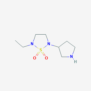 molecular formula C8H17N3O2S B1471365 2-Ethyl-5-(pyrrolidin-3-yl)-1,2,5-thiadiazolidine 1,1-dioxide CAS No. 1781172-92-6
