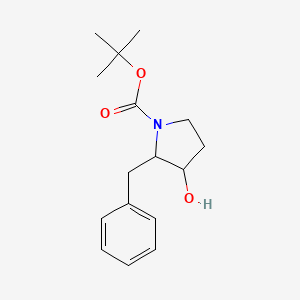 molecular formula C16H23NO3 B1471368 tert-Butyl 2-benzyl-3-hydroxy-1-pyrrolidinecarboxylate CAS No. 1824353-67-4