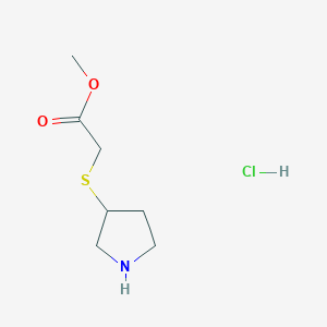 molecular formula C7H14ClNO2S B1471375 Methyl 2-(pyrrolidin-3-ylthio)acetate hydrochloride CAS No. 2034153-43-8
