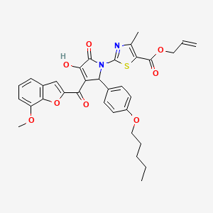 molecular formula C33H32N2O8S B14714501 Prop-2-en-1-yl 2-{3-hydroxy-4-(7-methoxy-1-benzofuran-2-carbonyl)-2-oxo-5-[4-(pentyloxy)phenyl]-2,5-dihydro-1H-pyrrol-1-yl}-4-methyl-1,3-thiazole-5-carboxylate CAS No. 7050-31-9