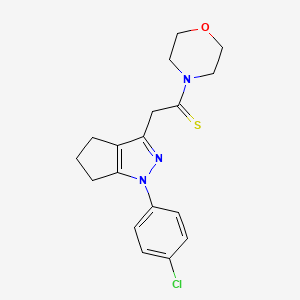 molecular formula C18H20ClN3OS B14714522 Morpholine, 4-((1-(p-chlorophenyl)-1,4,5,6-tetrahydro-3-cyclopentapyrazolyl)thioacetyl)- CAS No. 21484-48-0