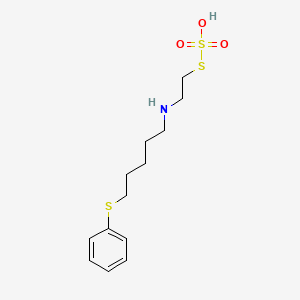 molecular formula C13H21NO3S3 B14714633 S-2-((5-(Phenylthio)pentyl)amino)ethyl thiosulfate CAS No. 21224-79-3