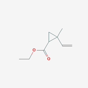 molecular formula C9H14O2 B14715032 Cyclopropanecarboxylic acid, 2-ethenyl-2-methyl-, ethyl ester CAS No. 21304-31-4