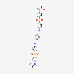 molecular formula C36H30N4O6S2 B14715116 N-[4-[4-[[4-[[4-(4-acetamidophenyl)sulfonylphenyl]iminomethyl]phenyl]methylideneamino]phenyl]sulfonylphenyl]acetamide CAS No. 13010-27-0