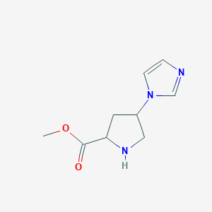 molecular formula C9H13N3O2 B1471513 methyl 4-(1H-imidazol-1-yl)pyrrolidine-2-carboxylate CAS No. 1706431-31-3