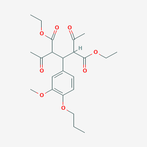molecular formula C23H32O8 B14715334 Diethyl 2,4-diacetyl-3-(3-methoxy-4-propoxyphenyl)pentanedioate CAS No. 6630-93-9