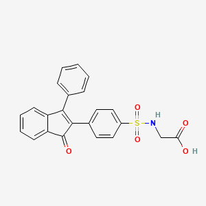 molecular formula C23H17NO5S B14715562 N-[4-(1-Oxo-3-phenyl-1H-inden-2-yl)benzene-1-sulfonyl]glycine CAS No. 13741-96-3