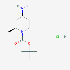 molecular formula C11H23ClN2O2 B1471580 tert-Butyl (2S,4S)-4-amino-2-methyl-1-piperidinecarboxylate hydrochloride CAS No. 1820569-44-5