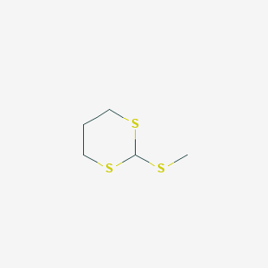molecular formula C5H10S3 B14715964 2-Methylsulfanyl-1,3-dithiane CAS No. 14758-37-3