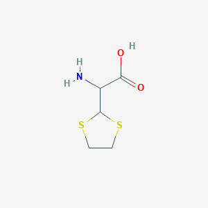 molecular formula C5H9NO2S2 B14716456 Amino(1,3-dithiolan-2-yl)acetic acid CAS No. 20622-36-0