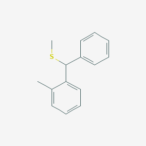 molecular formula C15H16S B14716569 Benzene, 1-methyl-2-[(methylthio)phenylmethyl]- CAS No. 21128-71-2