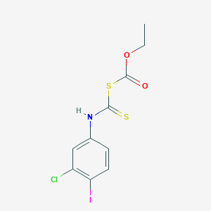 molecular formula C10H9ClINO2S2 B14716999 Carbonic acid, thio-, anhydrosulfide with 3-chloro-4-iododithiocarbanilic acid, ethyl ester CAS No. 20975-45-5