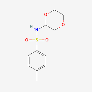 molecular formula C11H15NO4S B14717193 Benzenesulfonamide, N-1,4-dioxan-2-yl-4-methyl- CAS No. 22236-47-1