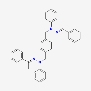 molecular formula C36H34N4 B14717650 N-[(E)-1-phenylethylideneamino]-N-[[4-[(N-[(E)-1-phenylethylideneamino]anilino)methyl]phenyl]methyl]aniline CAS No. 21136-77-6