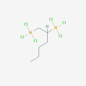 molecular formula C6H12Cl6Si2 B14717878 1,2-Bis(trichlorosilyl)hexane CAS No. 13083-95-9
