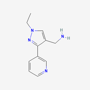 molecular formula C11H14N4 B1471832 (1-ethyl-3-(pyridin-3-yl)-1H-pyrazol-4-yl)methanamine CAS No. 1511872-70-0