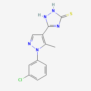 molecular formula C12H10ClN5S B1471836 5-(1-(3-chlorophenyl)-5-methyl-1H-pyrazol-4-yl)-4H-1,2,4-triazole-3-thiol CAS No. 1019090-30-2