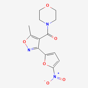 molecular formula C13H13N3O6 B14718770 Morpholine, 4-((5-methyl-3-(5-nitro-2-furyl)-4-isoxazolyl)carbonyl)- CAS No. 22996-92-5
