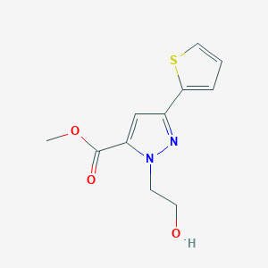 molecular formula C11H12N2O3S B1471912 methyl 1-(2-hydroxyethyl)-3-(thiophen-2-yl)-1H-pyrazole-5-carboxylate CAS No. 1518414-70-4